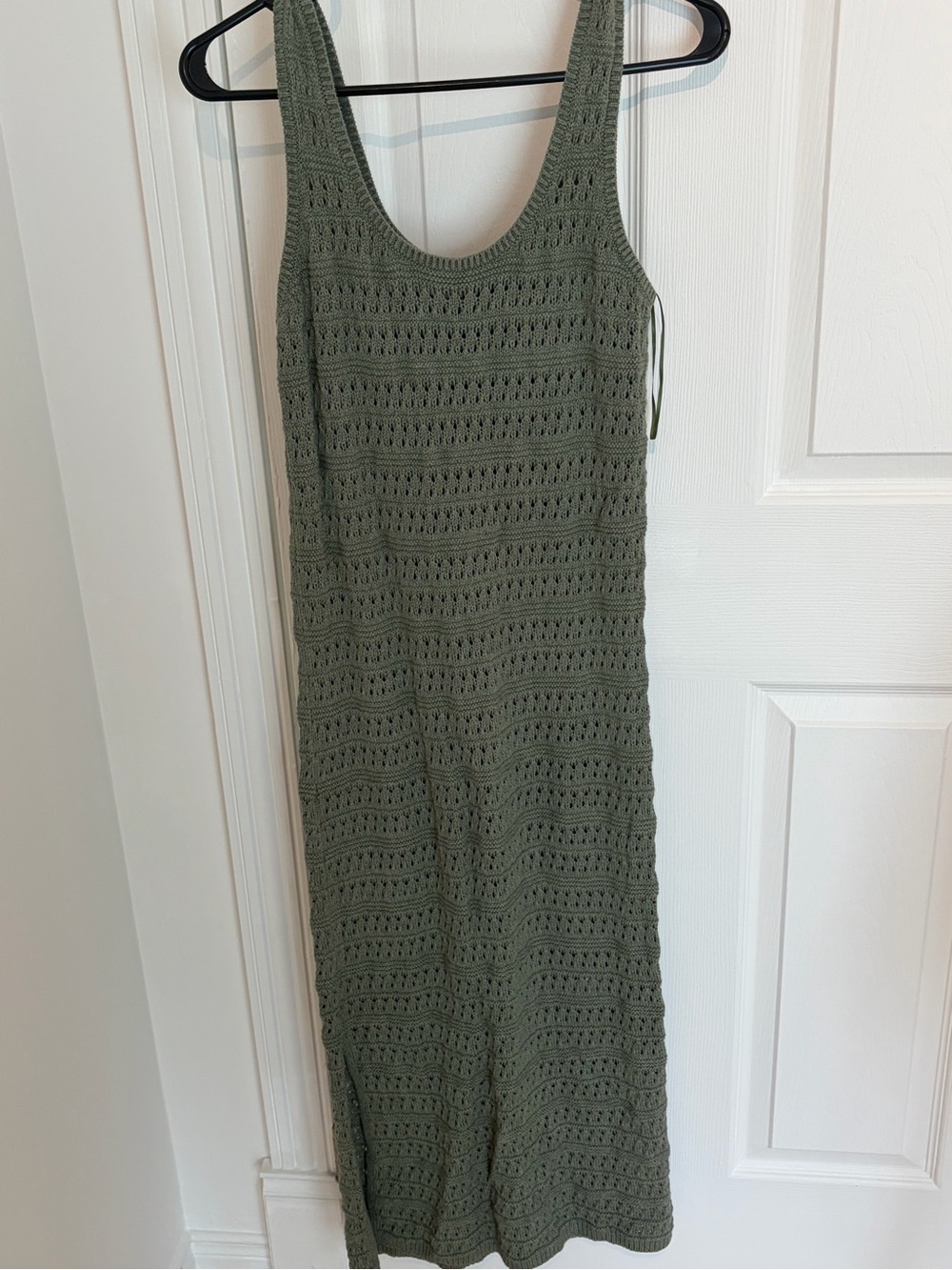 Sleeveless Olive Crochet Maxi Dress